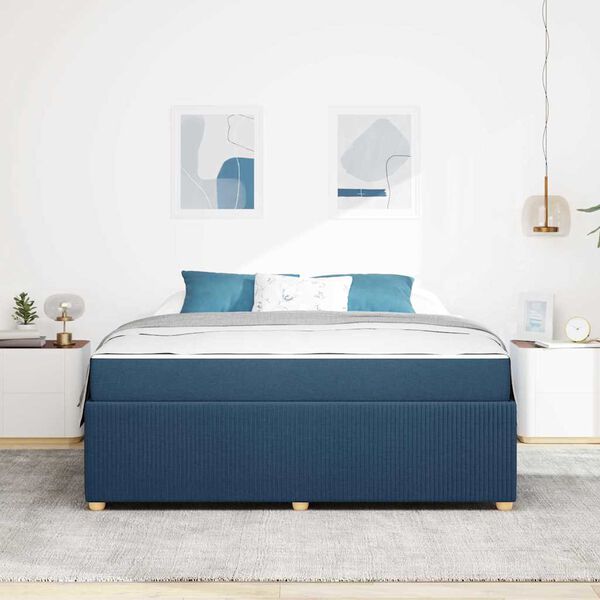 vidaXL Bedframe met matras Blauw 180 x 200 cm Stof
