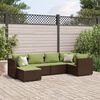 vidaXL 6-delige Loungeset met kussens poly rattan bruin