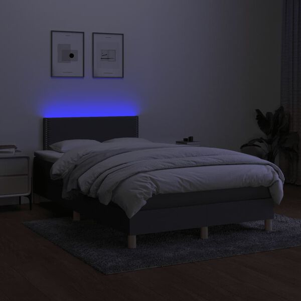 vidaXL Boxspring met matras en LED stof donkergrijs 120x190 cm