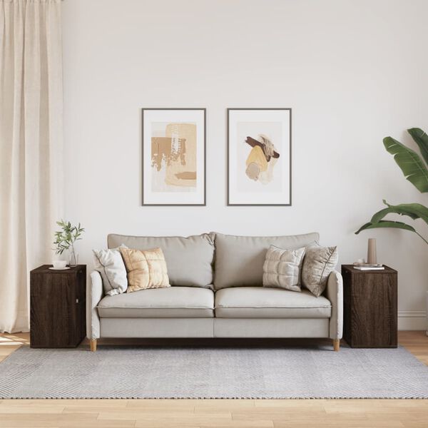 vidaXL Bijzettafels 2 st 50x30x50 cm bewerkt hout bruin eikenkleurig