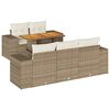 vidaXL 6-delige Loungeset met kussens poly rattan beige