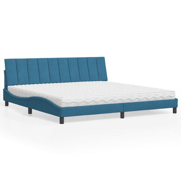 vidaXL Bed met matras "Hanko" fluweel blauw 200x200 cm