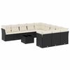 vidaXL 12-delige Loungeset met kussens poly rattan zwart