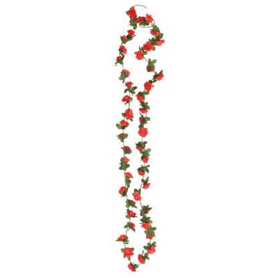 vidaXL Kerstslingers met bloemen 6 st 240 cm rood