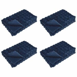 vidaXL Antislip deken van imitatie konijnenbont Olite 4 st Marineblauw