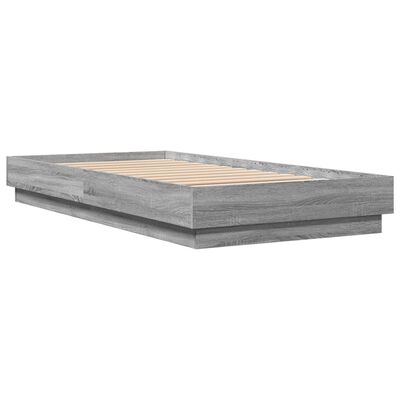 vidaXL Bedframe bewerkt hout grijs sonoma eikenkleurig 90x190 cm