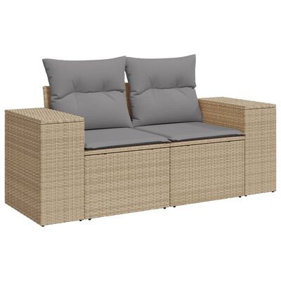 vidaXL 6-delige Loungeset met kussens poly rattan beige