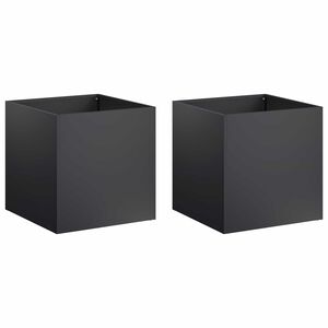 vidaXL Tuin Bloempot 2 st Zwart 45 x 45 x 45 cm Koudgewalst staal