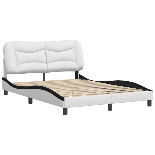 vidaXL Bedframe zonder matras "Hvar" kunstleer wit en zwart 140x190 cm