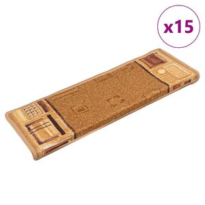 vidaXL Trapmatten zelfklevend 15 st 65x21x4 cm beige