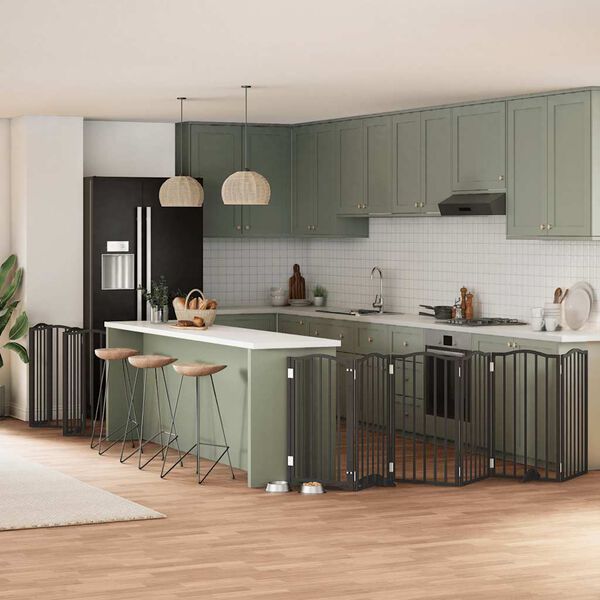 vidaXL Hondenhek inklapbaar 12 panelen 600 cm populierenhout zwart