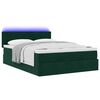 vidaXL Ottoman bed met matras en LED's 140x190cm fluweel donkergroen