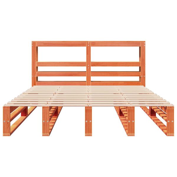 vidaXL Bed met matras massief grenenhout wasbruin 140x190 cm