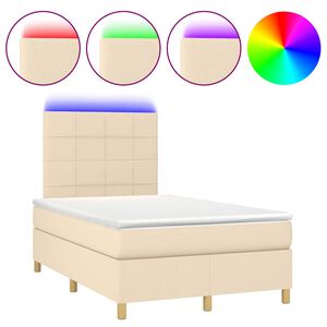 vidaXL Boxspring met matras en LED stof cr&egrave;mekleurig 120x190 cm