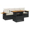 vidaXL 5-delige Loungeset met kussens poly rattan acacia zwart