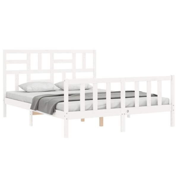 vidaXL Bedframe zonder matras massief grenenhout wit 160x200 cm