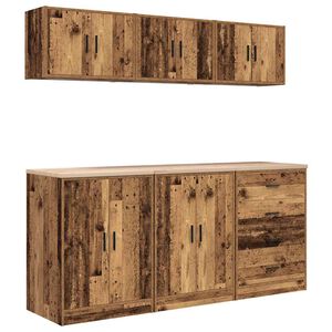 vidaXL Garagekasten 6 st bewerkt hout oud hout