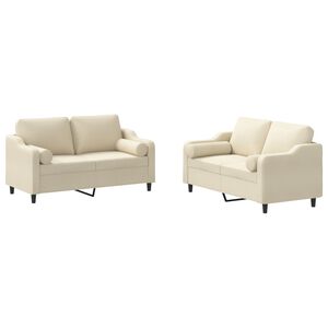 vidaXL 2-delige Loungeset met kussens stof cr&egrave;mekleurig