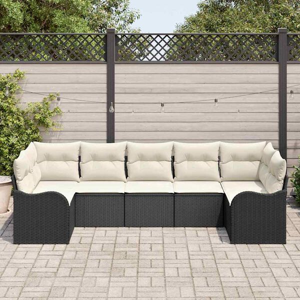 vidaXL Tuin Sofa Set Zwart poly rattan