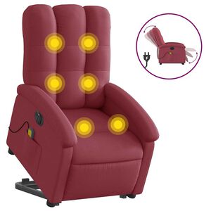 vidaXL Sta-op-massagestoel elektrisch verstelbaar stof wijnrood
