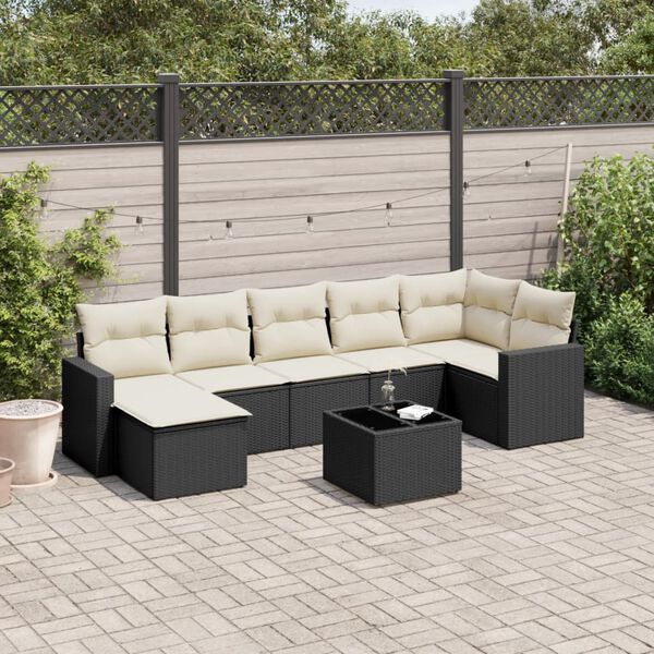 vidaXL 8-delige Loungeset met kussens poly rattan zwart