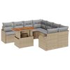 vidaXL Tuin Sofa Set met opslag 9 pcs Beige Poly riet