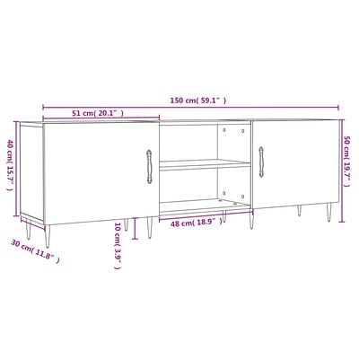 vidaXL Tv-meubel 150x30x50 cm bewerkt hout wit