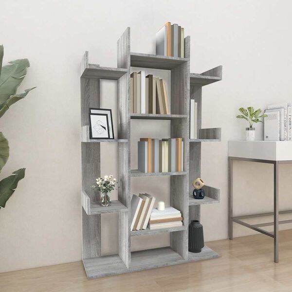 vidaXL Boekenkast 86x25,5x140 cm bewerkt hout grijs sonoma eiken
