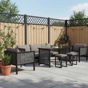 vidaXL 8-delige Loungeset met kussens poly rattan antraciet