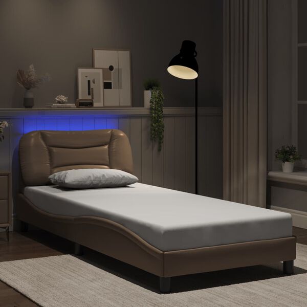 vidaXL Bedframe met LED zonder matras "Hvar" cappuccino 90x190 cm