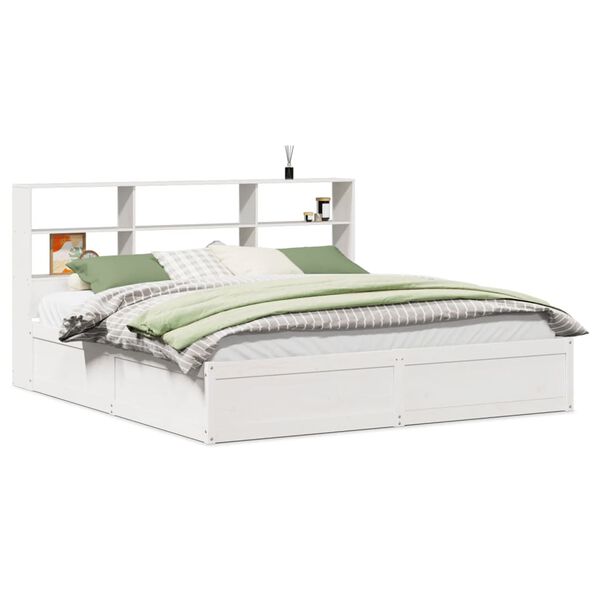 vidaXL Bedframe zonder matras massief grenenhout wit 180x200 cm