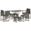 vidaXL 7-delige Tuinset met kussens poly rattan grijs