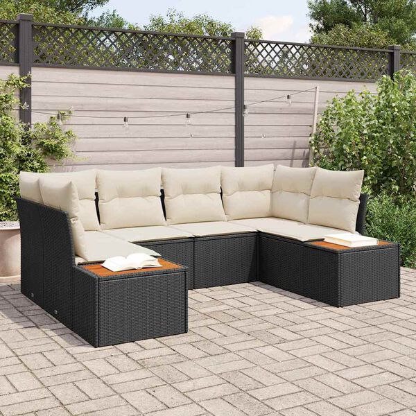 vidaXL Tuin Sofa Set met kussen 6 pcs Zwart poly rattan