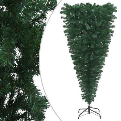vidaXL Kunstkerstboom met verlichting ondersteboven 120 cm groen