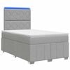 vidaXL LED Boxspring Bed met Matras Lichtgrijs 120 x 190 cm Stof
