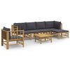 vidaXL 7-delige Loungeset met kussens bamboe donkergrijs