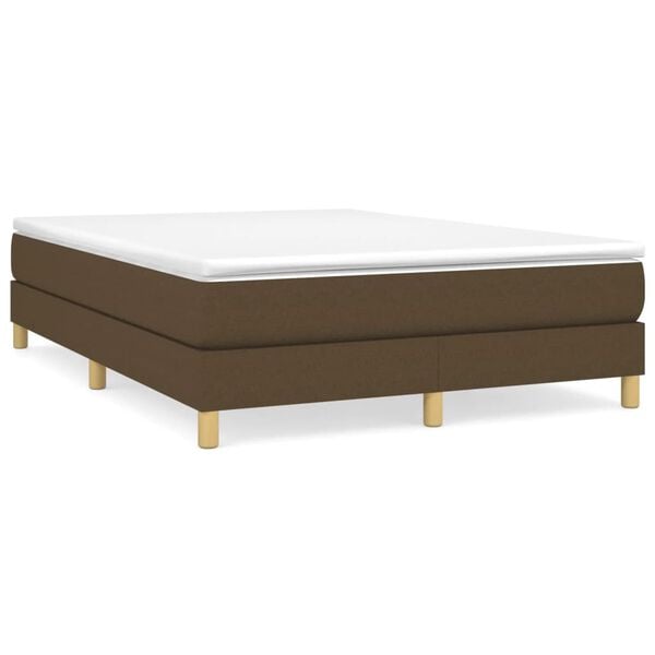 vidaXL Boxspring bed stof donkerbruin 140x190 cm