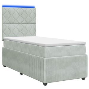 vidaXL LED Boxspring Bed met Matras Lichtgrijs 90 x 190 cm Fluweel