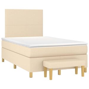 vidaXL Boxspring met matras stof cr&egrave;mekleurig 120x190 cm