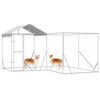 vidaXL Hondenkennel met dak 4x4x2,5 m gegalvaniseerd staal zilver