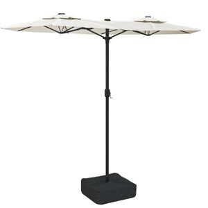 vidaXL Parasol dubbel dak met LED 316x145 cm zandwit