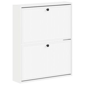 vidaXL Wandgemonteerde Schoenkast EDE 71 x 17 x 86 cm Bewerkt hout Wit