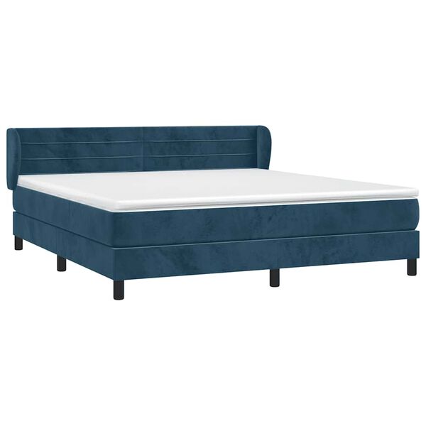 vidaXL Boxspring met matras fluweel donkerblauw 180x200 cm