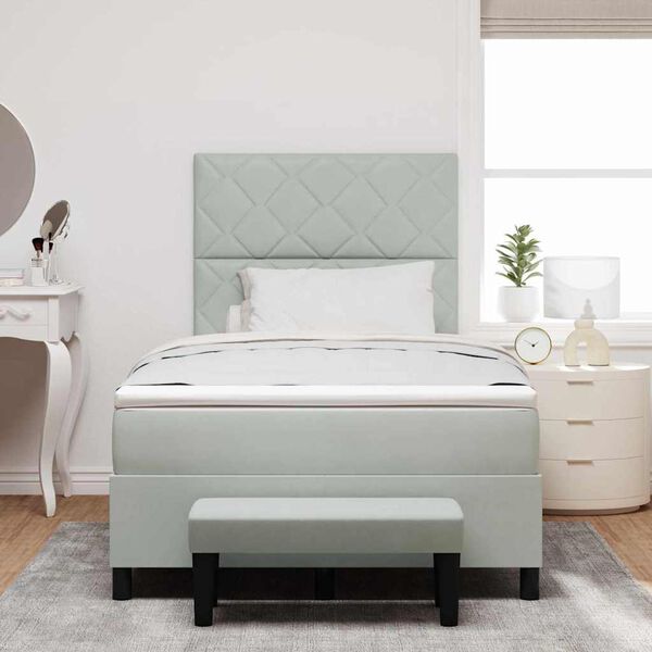 vidaXL Boxspring bed met matras Lichtgrijs 120 x 200 cm Fluweel