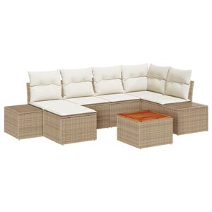 vidaXL Tuin Sofa Set 7 pcs Beige en wit