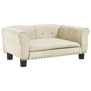 vidaXL Hondenmand 70x45x30 cm fluweel cr&egrave;mekleurig