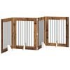 vidaXL Opvouwbaar hondenhek met standaards 4 st Oud hout 321 cm