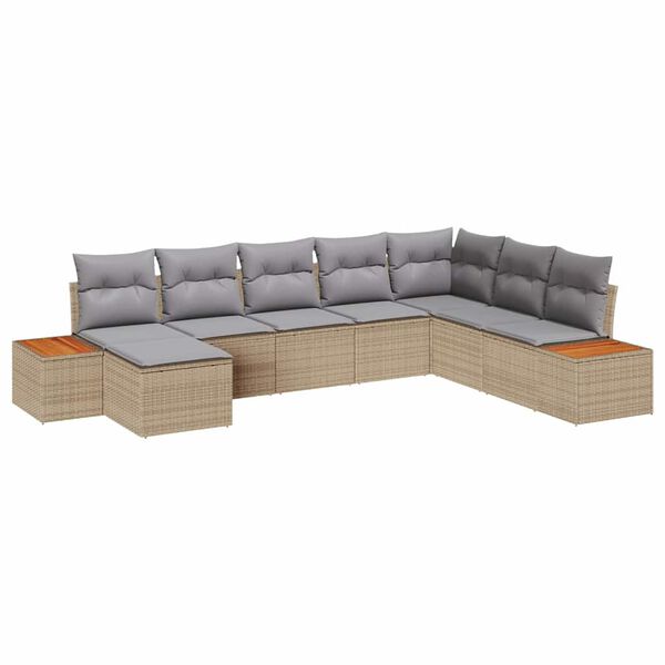 vidaXL Tuin Sofa Set met kussen 8 pcs Beige en Licht Grijs Poly Rattan