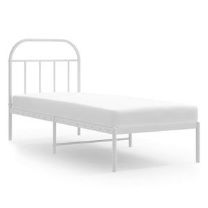 vidaXL Bedframe met hoofdbord zonder matras metaal wit 75x190 cm