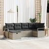 vidaXL Tuin Sofa Set met kussen 6 pcs Lichtgrijs poly rattan